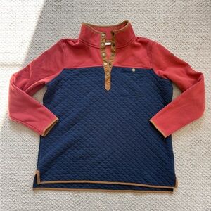 L.L. Bean Quilted Navy and Red Pullover